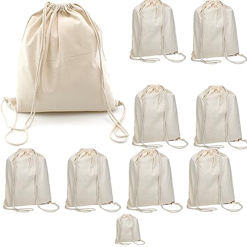 noTrash2003 10 Stück Turnbeutel Baumwollrucksack Stoffbeutel inkl. Kordelzug Naturfarben ungefärbt 36x46cm 10er Pack Gymbag Turnbeutel von noTrash2003