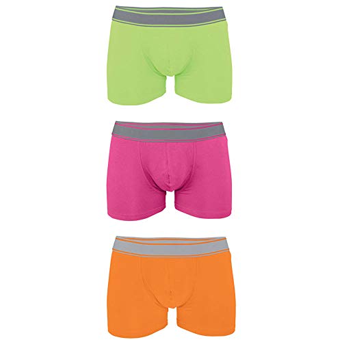 noTrash2003 3 Stück Sparset Herren Boxer Brief Boxer Unterhosen Boxershorts Underwear 95% Baumwolle 5% Elasthan (XXL, Orange, Fuchsia, Lime) von noTrash2003