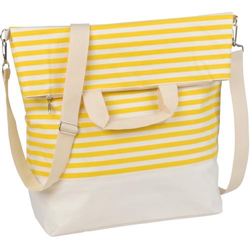 noTrash2003 Damen Handtasche zum Umhängen mit Tragegurt als Shopping Bag oder Strandtasche, versch. Farben (Beige/Gelb) von noTrash2003