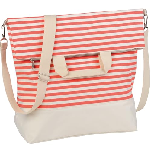 noTrash2003 Damen Handtasche zum Umhängen mit Tragegurt als Shopping Bag oder Strandtasche, versch. Farben (Beige/Rot) von noTrash2003