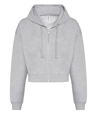 noTrash2003 Damen Hooded Full-Zip Sweatjacke Sweatshirt Hoodie mit Reissverschluss Cropped Abgeschnitten Bolero Style XXS-XL in 5 Farben (L, Grau (Heather Grey)) von noTrash2003