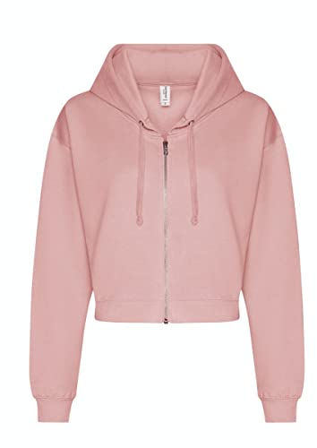 noTrash2003 Damen Hooded Full-Zip Sweatjacke Sweatshirt Hoodie mit Reissverschluss Cropped Abgeschnitten Bolero Style XXS-XL in 5 Farben (XXS, Pink (Dusky Pink)) von noTrash2003