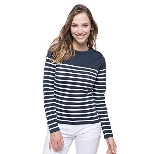 noTrash2003 Herrenpullover Ringelshirt Marine-Stil Breton Shirt Pullover Streifen Shirt Navy/Weiß maritim sportlich S-3XL (XXL) von noTrash2003