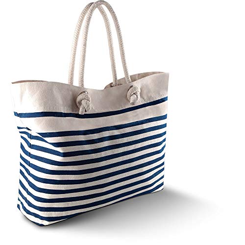 noTrash2003 Strandtasche Shopper Henkeltasche maritim zwei versch. Ausführungen gestreift Navy Rot (Natural/Navy) von noTrash2003