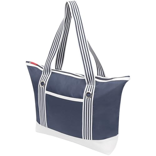 noTrash2003 Trendige Strandtasche im Blau Weissen Maritimen Look als Weekender Shopper Badetasche Beachbag mit langen Henkeln Innentasche und pflegeleichtem Material von noTrash2003