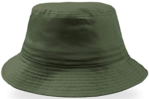 noTrash2003 Trendiger Fischerhut Bucket Hat Cotton Twill Anglerhut Sommerhut Sonnenhut für Damen und Herren mit Schweissband (Oliv) von noTrash2003