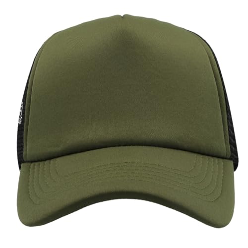 noTrash2003 Trucker Mesh Baseball Cap Truckerhat Unisex Einheitsgrösse und Kindermodelle Basecap Baseball-Hat 30 Farben Einfarbig Zweifarbig Polyester Baumwolle (Oliv-Schwarz) von noTrash2003