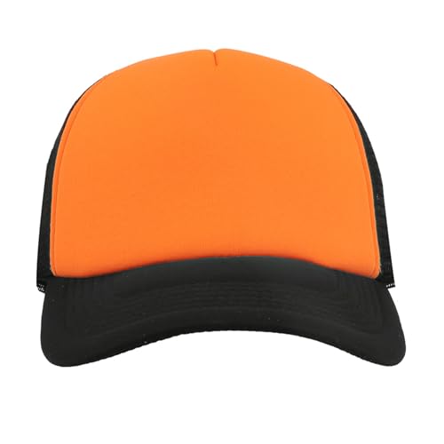 noTrash2003 Trucker Mesh Baseball Cap Truckerhat Unisex Einheitsgrösse und Kindermodelle Basecap Baseball-Hat 30 Farben Einfarbig Zweifarbig Polyester Baumwolle (Orange-Schwarz) von noTrash2003