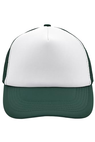 noTrash2003 Trucker Mesh Baseball Cap Truckerhat Unisex Einheitsgrösse und Kindermodelle Basecap Baseball-Hat 30 Farben Einfarbig Zweifarbig Polyester Baumwolle (Weiß-Dunkelgrün) von noTrash2003