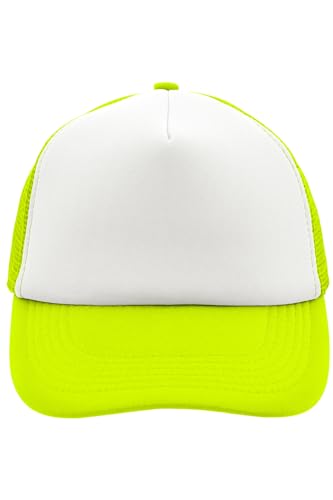 noTrash2003 Trucker Mesh Baseball Cap Truckerhat Unisex Einheitsgrösse und Kindermodelle Basecap Baseball-Hat 30 Farben Einfarbig Zweifarbig Polyester Baumwolle (Weiß-Neongelb) von noTrash2003