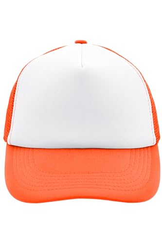 noTrash2003 Trucker Mesh Baseball Cap Truckerhat Unisex Einheitsgrösse und Kindermodelle Basecap Baseball-Hat 30 Farben Einfarbig Zweifarbig Polyester Baumwolle (Weiß-Neonorange) von noTrash2003