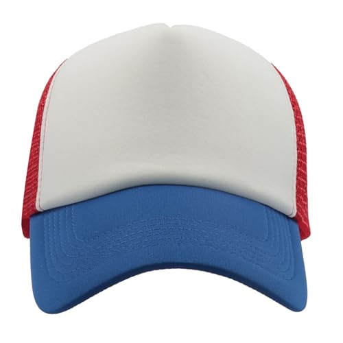 noTrash2003 Trucker Mesh Baseball Cap Truckerhat Unisex Einheitsgrösse und Kindermodelle Basecap Baseball-Hat 30 Farben Einfarbig Zweifarbig Polyester Baumwolle (Weiss-Rot-Royal) von noTrash2003