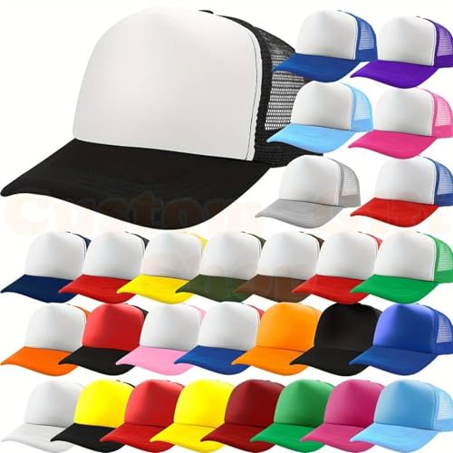 noTrash2003 Trucker Mesh Baseball Cap Truckerhat Unisex Einheitsgrösse und Kindermodelle Basecap Baseball-Hat 30 Farben Einfarbig Zweifarbig Polyester Baumwolle (Zufallsfarbe) von noTrash2003