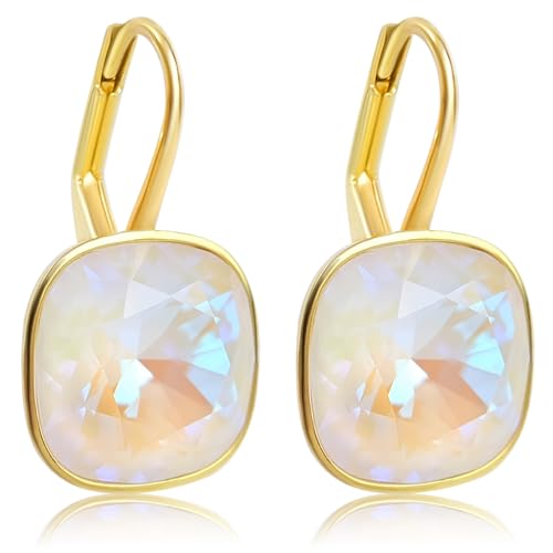 Goldene Ohrringe 925 Silber vergoldet Ohrhänger Kristalle Light Grey Delite NOBEL SCHMUCK von Nobel