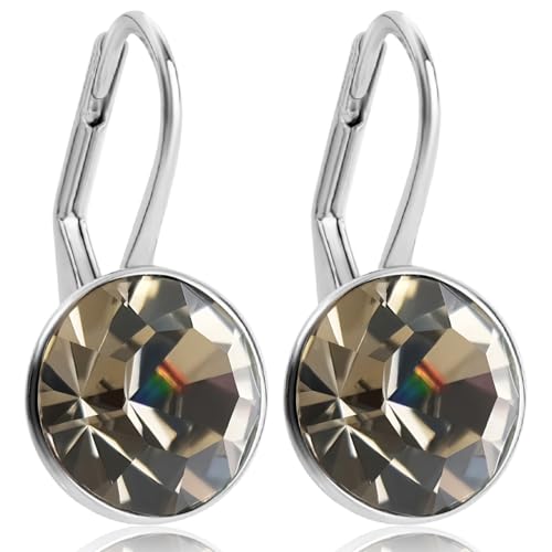 925 Ohrringe mit hochwertigen Marken Kristallen Silber Grau Black Diamond NOBEL SCHMUCK von Nobel