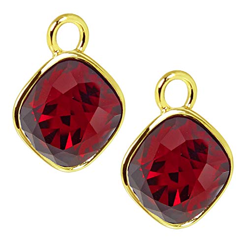 Charm Anhänger 2 Stück Gold 925 Sterling Silber für Creolen Markenkristalle Rot NOBEL SCHMUCK® von Nobel