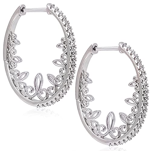 Creolen Silber Kristalle Silber Ohrringe Creolen mittelgroß mit Steinen NOBEL SCHMUCK von Nobel