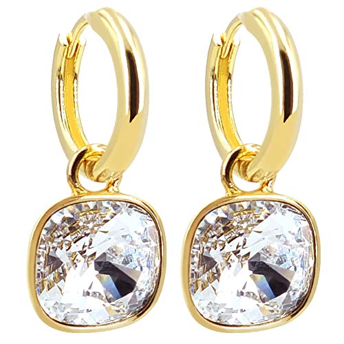 Gold Creolen Ohrringe 925 Sterling Charm Anhänger Swarovski Kristalle NOBEL SCHMUCK von Nobel