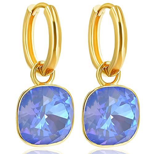 Gold Creolen mit Anhänger Markenkristalle 925 Ohrringe Ocean Delite NOBEL SCHMUCK von Nobel