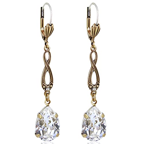 Jugendstil Ohrringe Gold Markenkristallen Damen Ohrhänger NOBEL SCHMUCK von Nobel