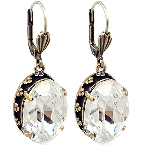 Jugendstil Ohrringe Swarovski Kristalle Gold Crystal NOBEL SCHMUCK von Nobel