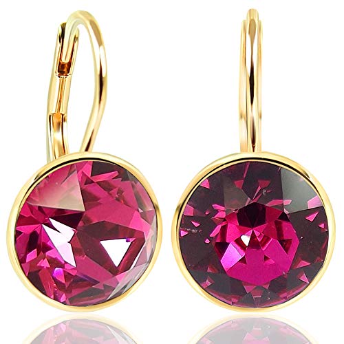 NOBEL SCHMUCK Ohrringe Gold Pink mit Markenkristallen 925 Sterling - schlicht modern von Nobel