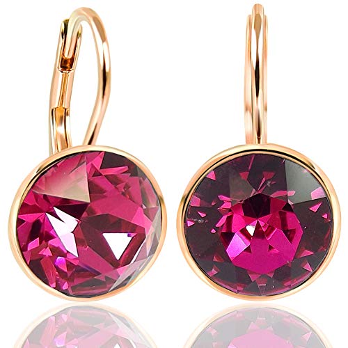 NOBEL SCHMUCK 925 Silber Ohrringe Rosegold Pink mit Swarovski Kristalle Fuchsia von Nobel