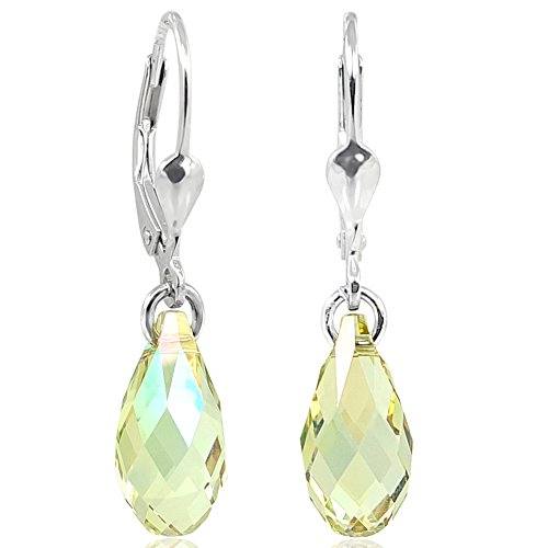 Ohrringe Ohrhänger Tropfen 925 Sterling Silber Swarovski Kristalle Luminous Green NOBEL SCHMUCK von Nobel