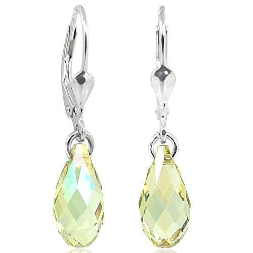 Ohrringe Ohrhänger Tropfen 925 Sterling Silber Kristalle Luminous Green NOBEL SCHMUCK von Nobel