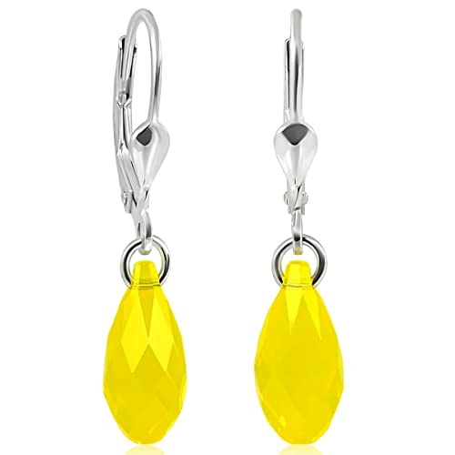 Ohrringe Ohrhänger 925 Silber Swarovski Kristalle Yellow Opal NOBEL SCHMUCK von Nobel