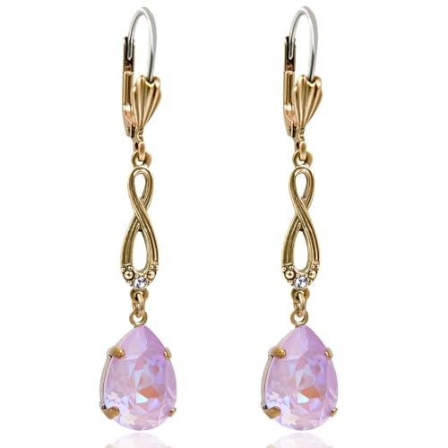 Jugendstil Ohrringe Markenkristalle Gold Crystal Lavender Delite NOBEL SCHMUCK von Nobel
