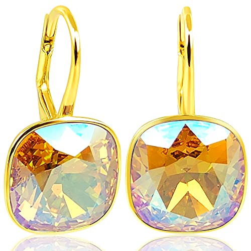 925 Goldohrringe mit Markenkristallen Light Topaz Shimmer NOBEL SCHMUCK von Nobel