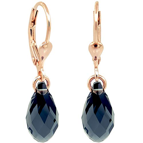 Ohrringe Rosegold Schwarz Tropfen Swarovski Kristalle 925 Sterling Silber NOBEL SCHMUCK von Nobel