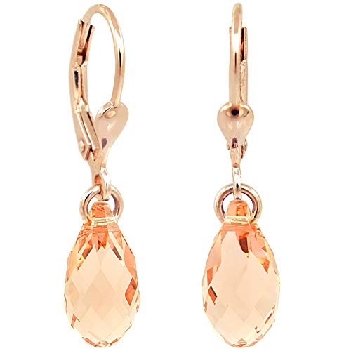 Ohrringe Rosegold Tropfen Swarovski Kristalle 925 Sterling Silber Pfirsich NOBEL SCHMUCK von Nobel