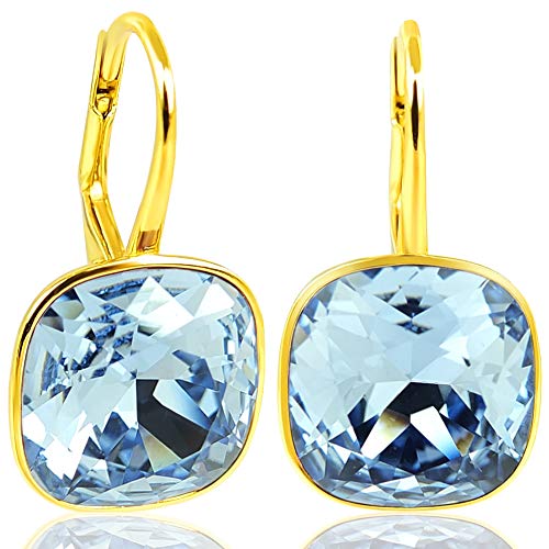 925 Goldohrringe Light Sapphire Swarovski Kristalle Blau NOBEL SCHMUCK von Nobel