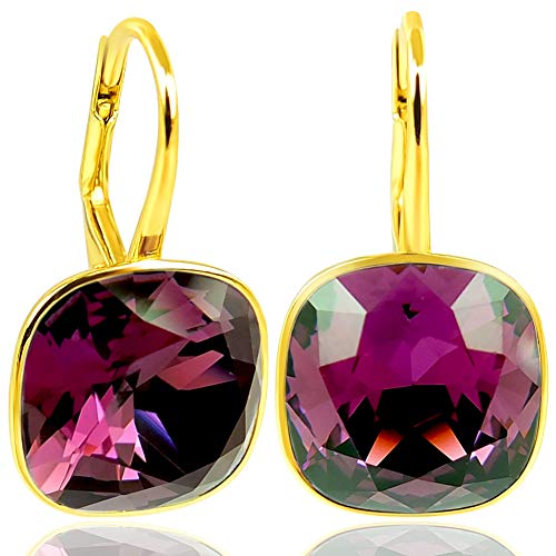 Ohrringe Gold 925 Silber Swarovski Kristalle Rot Amethyst NOBEL SCHMUCK von Nobel