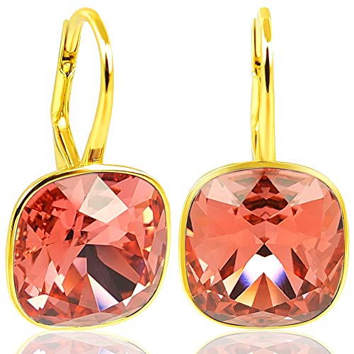 Ohrringe Gold Swarovski Kristalle Padparadscha 925 Silber vergoldet Rot Koralle NOBEL SCHMUCK von Nobel