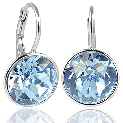 NOBEL SCHMUCK Silber-Ohrringe Blau hochwertige Kristalle 925 Sterling Silver Light Sapphire von Nobel