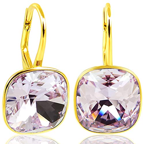 925 Ohrringe Gold Kristalle Violet Klappverschluss Silberohrringe NOBEL SCHMUCK von Nobel