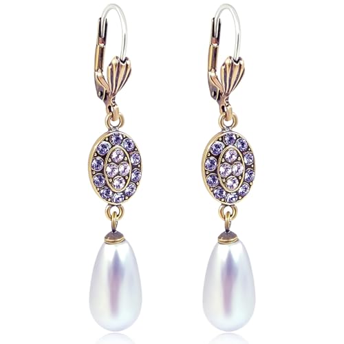 Perlenohrringe Gold Jugendstil Ohrringe Perlen Boho Ohrhänger NOBEL SCHMUCK von Nobel