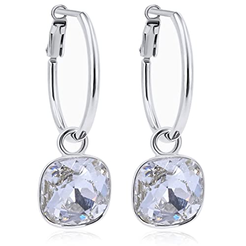 Silber-Creolen 925 Sterling mit Charm Anhänger Markenkristalle Ohrringe NOBEL SCHMUCK von Nobel