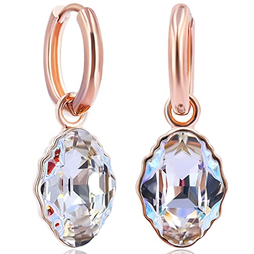 Rosegold Creolen mit Swarovski Kristalle 925 Ohrringe Rosegold NOBEL SCHMUCK von Nobel