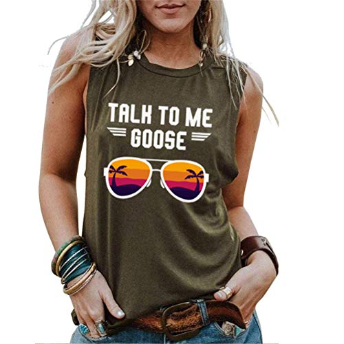 Talk to Me Goose Brief drucken Sonnenbrille Grafik Rundhalsausschnitt Muskelshirt Weste für Frauen von nobrand