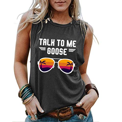 Talk to Me Goose Brief drucken Sonnenbrille Grafik Rundhalsausschnitt Muskelshirt Weste für Frauen von nobrand