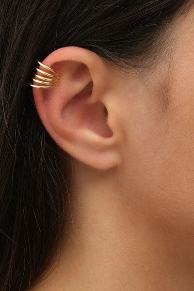 noca Zarte, vergoldete Ohrklemme / Ohrmanschette (Ear Cuff) aus Messing – schlicht, modern und ganz ohne Ohrloch tragbar. von noca