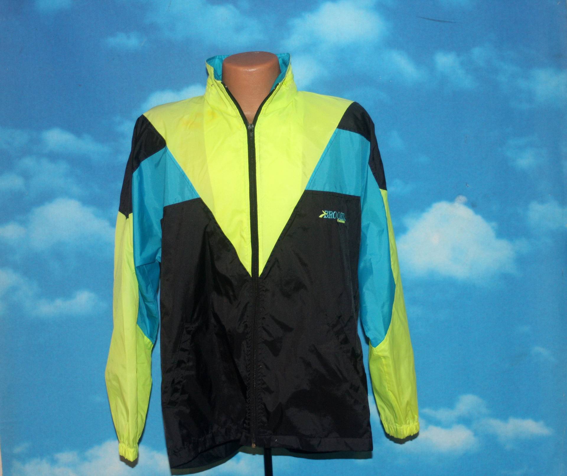 Brooks Schwarz Blau Neon Gelb Windbreaker Jacke Mittlere Vintage 1990Er Jahre Brooks Schwarz Blau Neon Gelb Windbreaker Jacke Mittlere Vintage 1990Er Jahre von nodemo