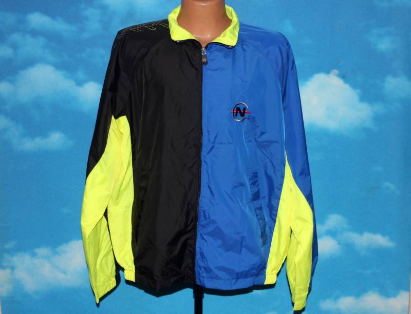 Nautica Wettbewerb Blau Schwarz Neon Gelb Windbreaker Jacke Große Jahrgang 1990Er Jahre Nautica Wettbewerb Blau Schwarz Neon Gelb Windbreaker Jacke Große Jahrgang 1990Er Jahre von nodemo