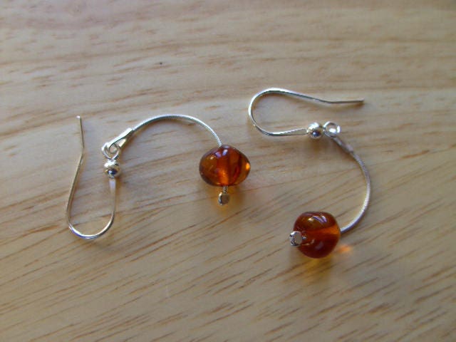 Bernstein Natur. Tropfen Ohrringe Massiv Sterling Silber 925 Handgefertigt von nodiamonds8