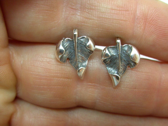 sterling Silber, Blatt, Ohrstecker, Unikat von nodiamonds8