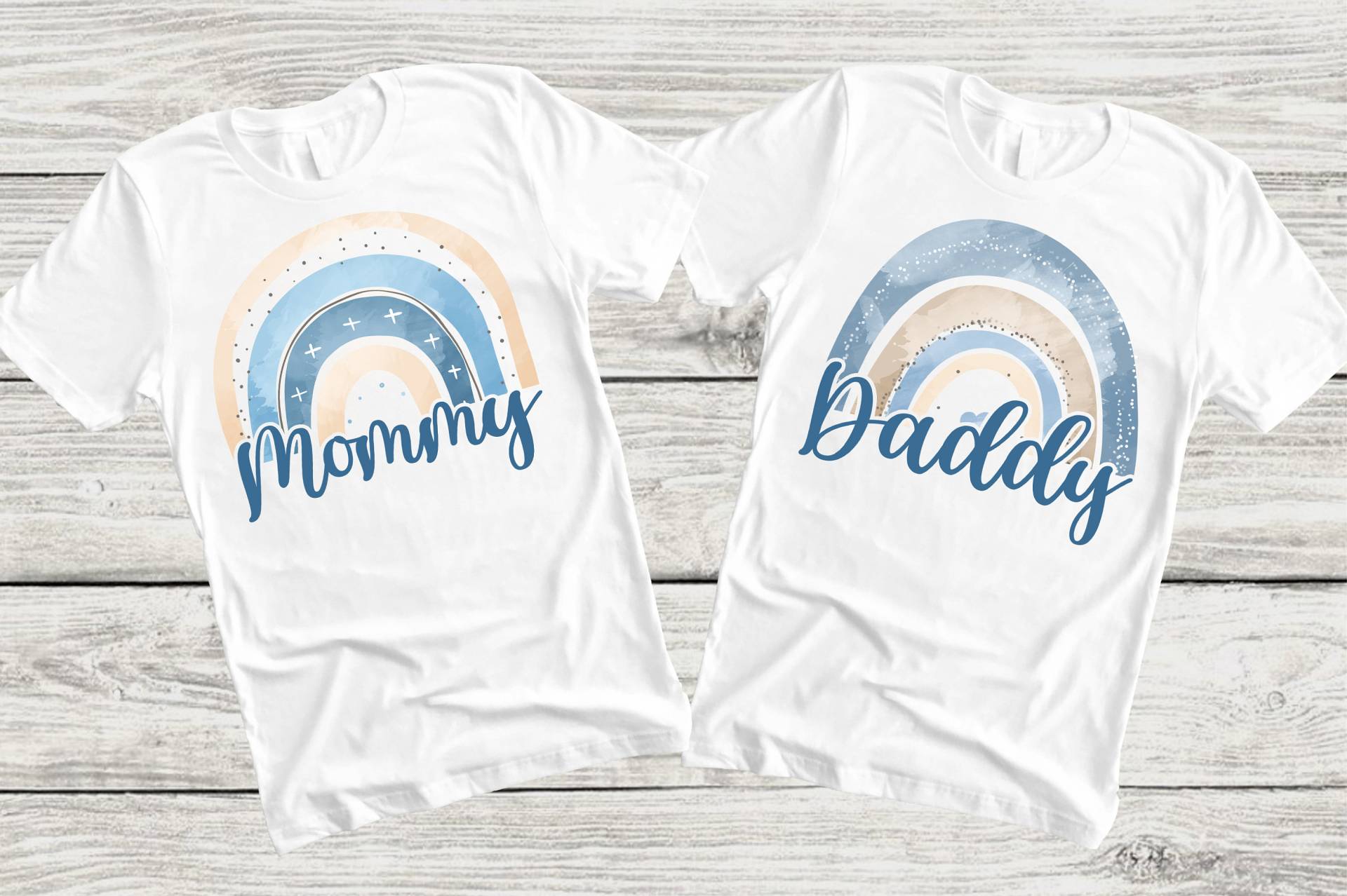Regenbogen Baby Shower T-Shirts Für Babyparty, Mama Papa, Nana Schwester, Tante von noellebydesign